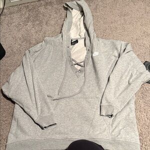 Nike Light Gray Lace-Up Hoodie